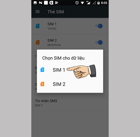 ​Chọn thẻ Sim ưu tiên